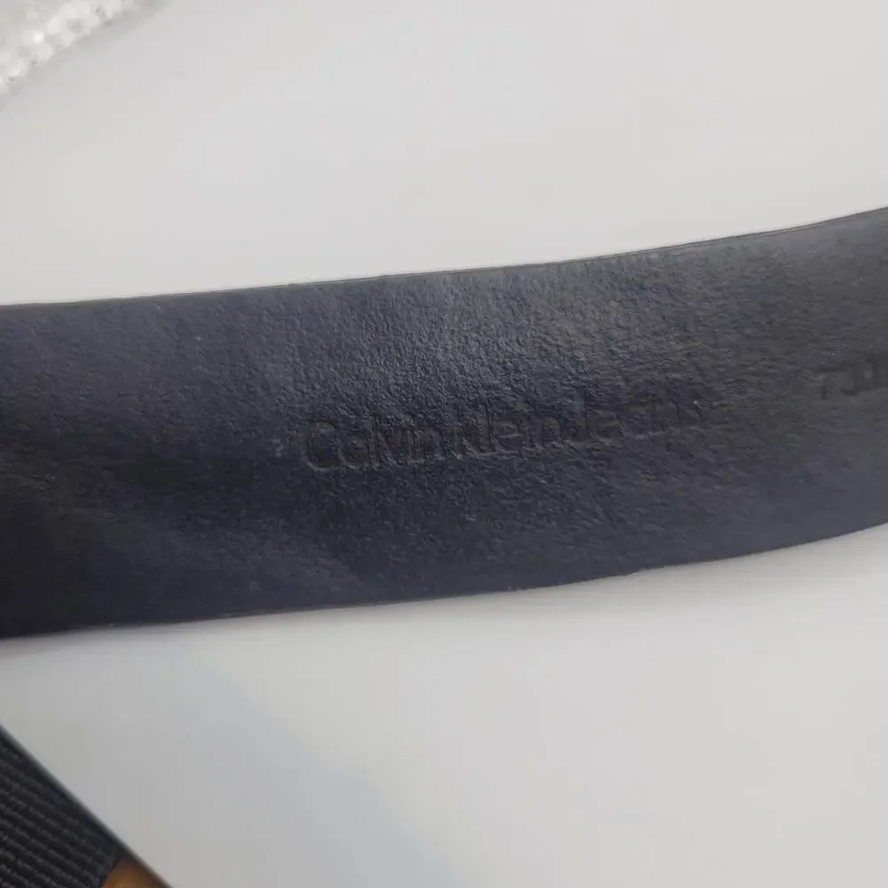Calvin Klein Jeans Belt Mens 40 Black Leather Minimalist‎ Casual Rugged Y2K